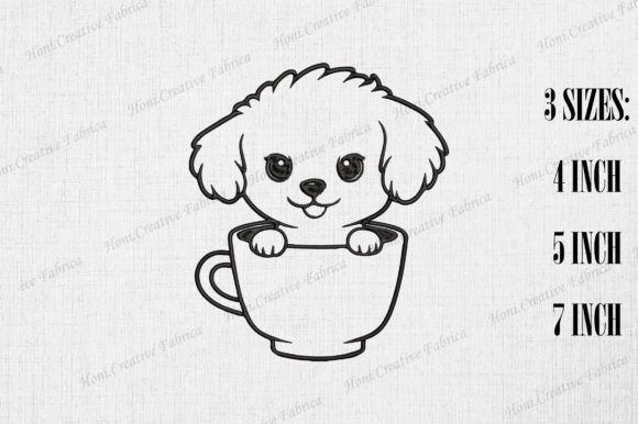 Review: Cute Bichon Frise Dog in Coffee Cup Embroidery